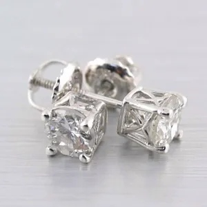 1 carat Round Cut Diamond Stud Earrings