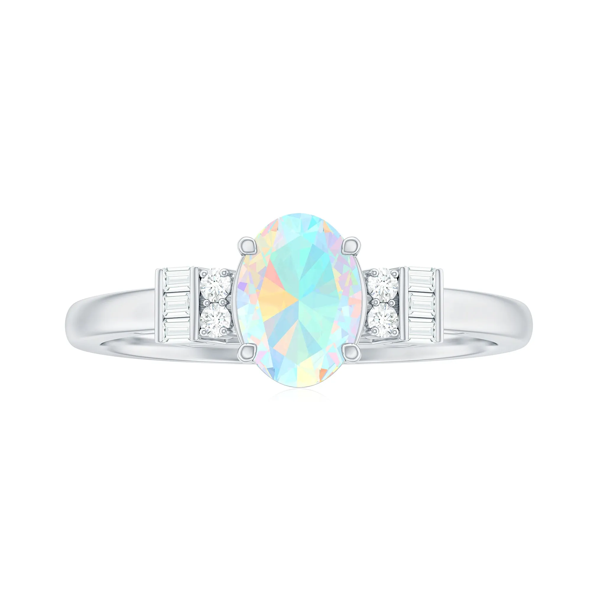 1 CT Oval Cut Ethiopian Opal and Diamond Classic Ring