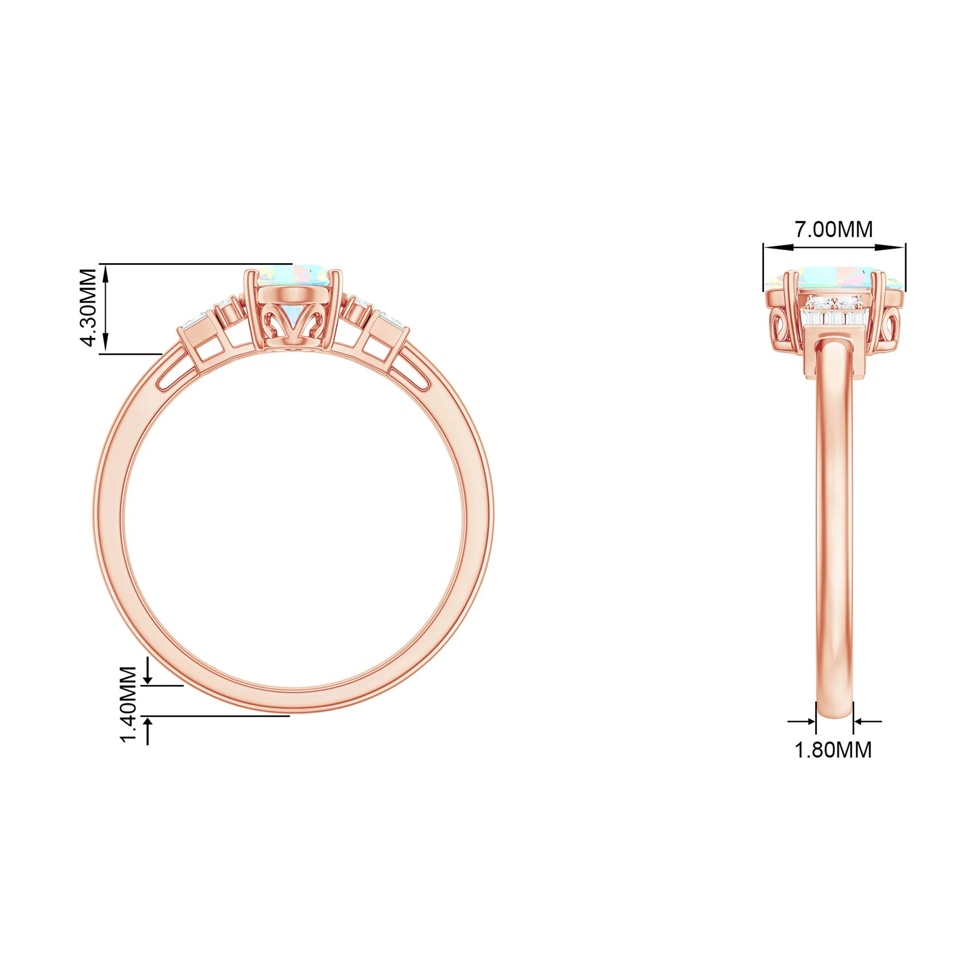 1 CT Oval Cut Ethiopian Opal and Diamond Classic Ring