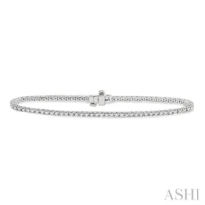 1 Ctw Round Cut Diamond Square Shape Tennis Bracelet in 14K White Gold