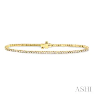 1 Ctw Square Shape Round Cut Diamond Tennis Bracelet in 14K Yellow Gold