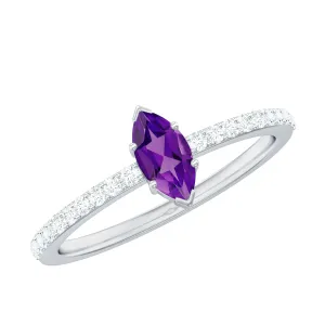 1/2 Carat Amethyst Marquise Engagement Ring with Diamond