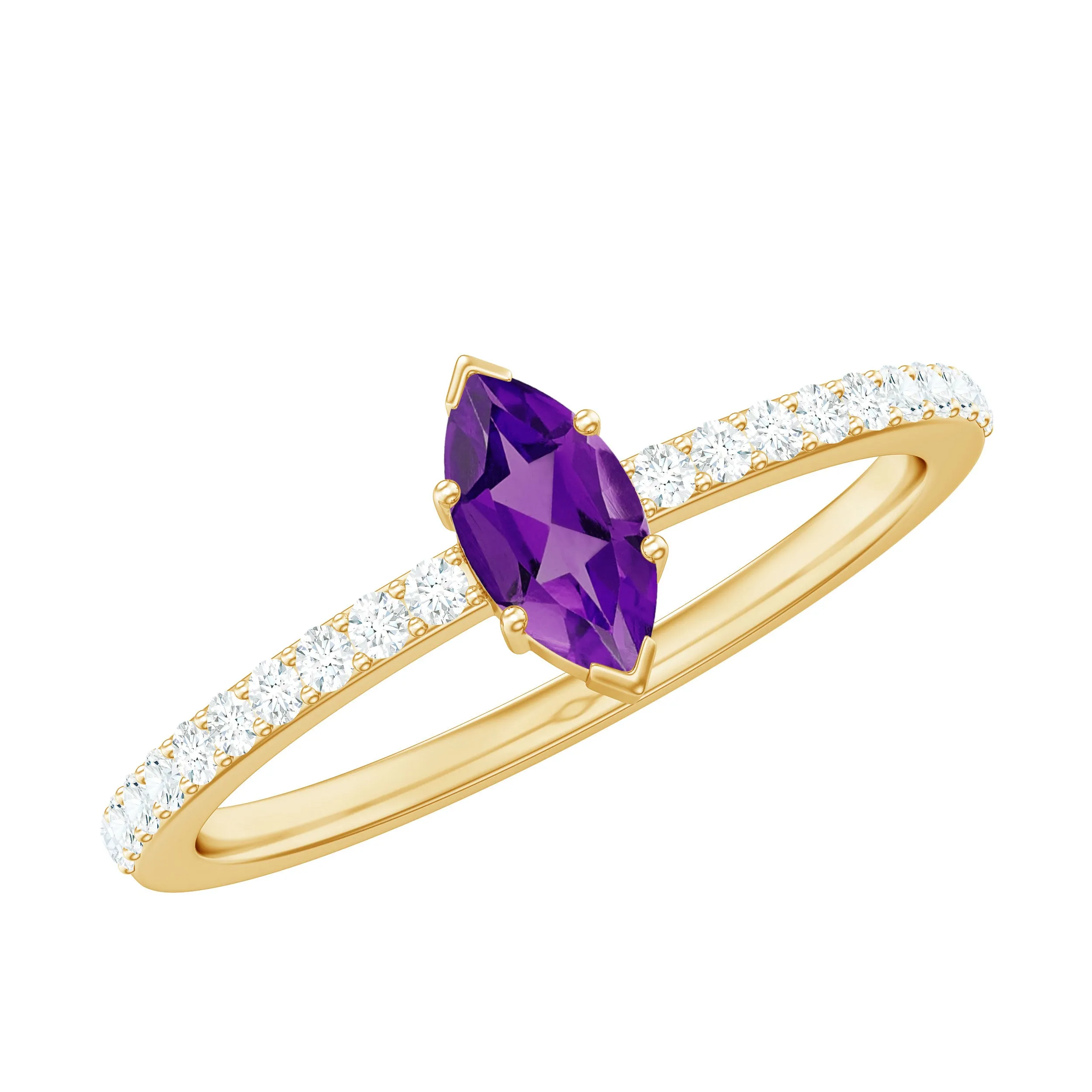 1/2 Carat Amethyst Marquise Engagement Ring with Diamond