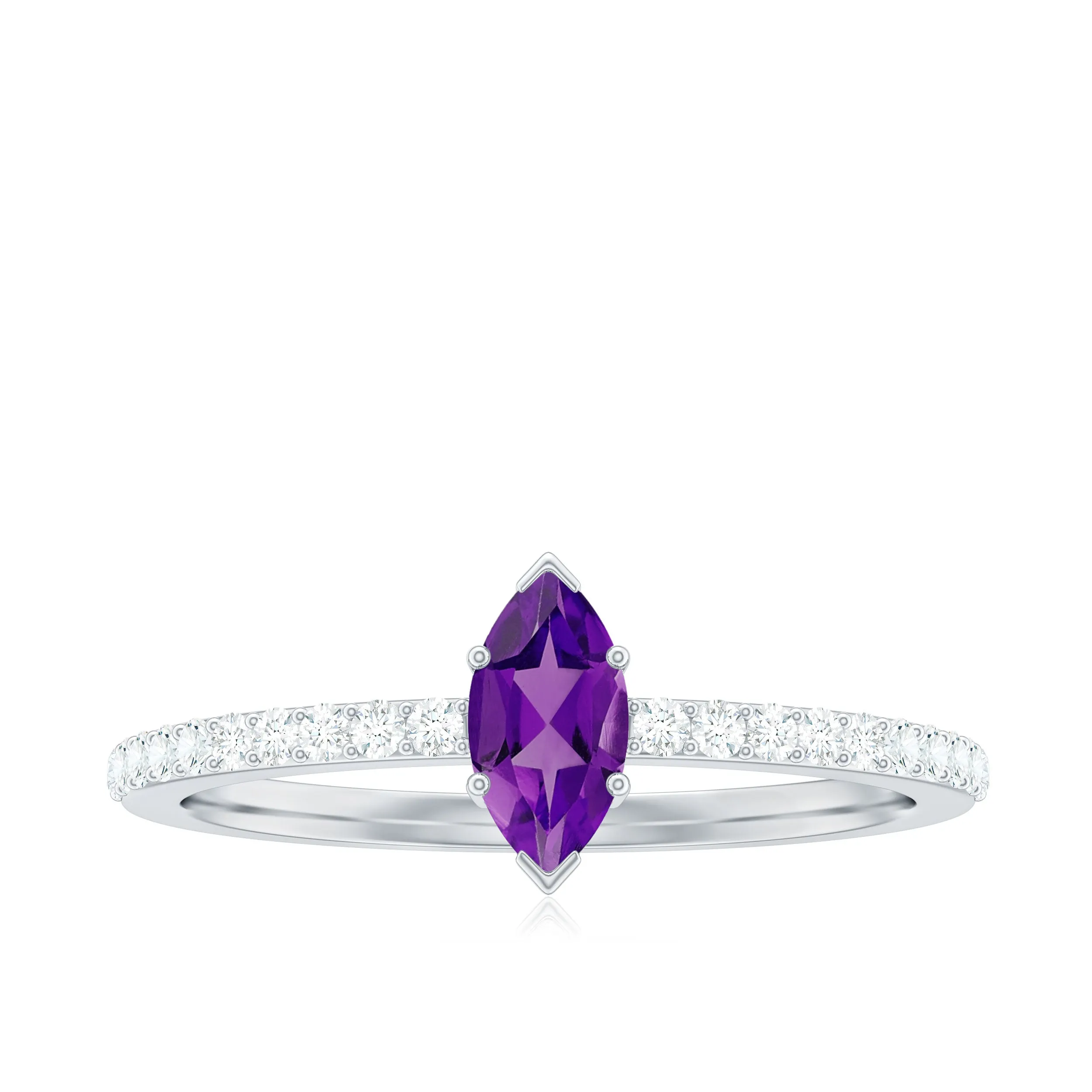 1/2 Carat Amethyst Marquise Engagement Ring with Diamond