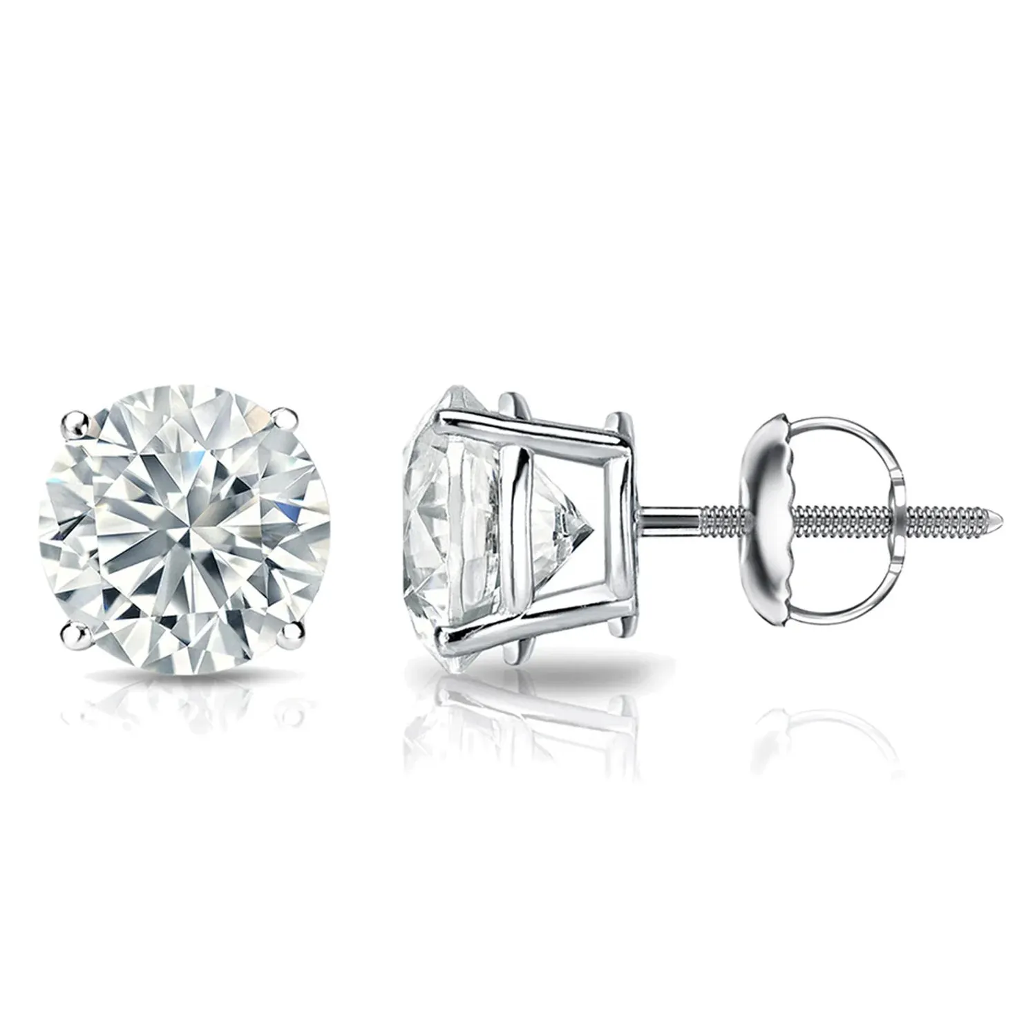 1/2 Carat Round 14K White Gold 4 Prong Basket Set Diamond Solitaire Stud Earrings