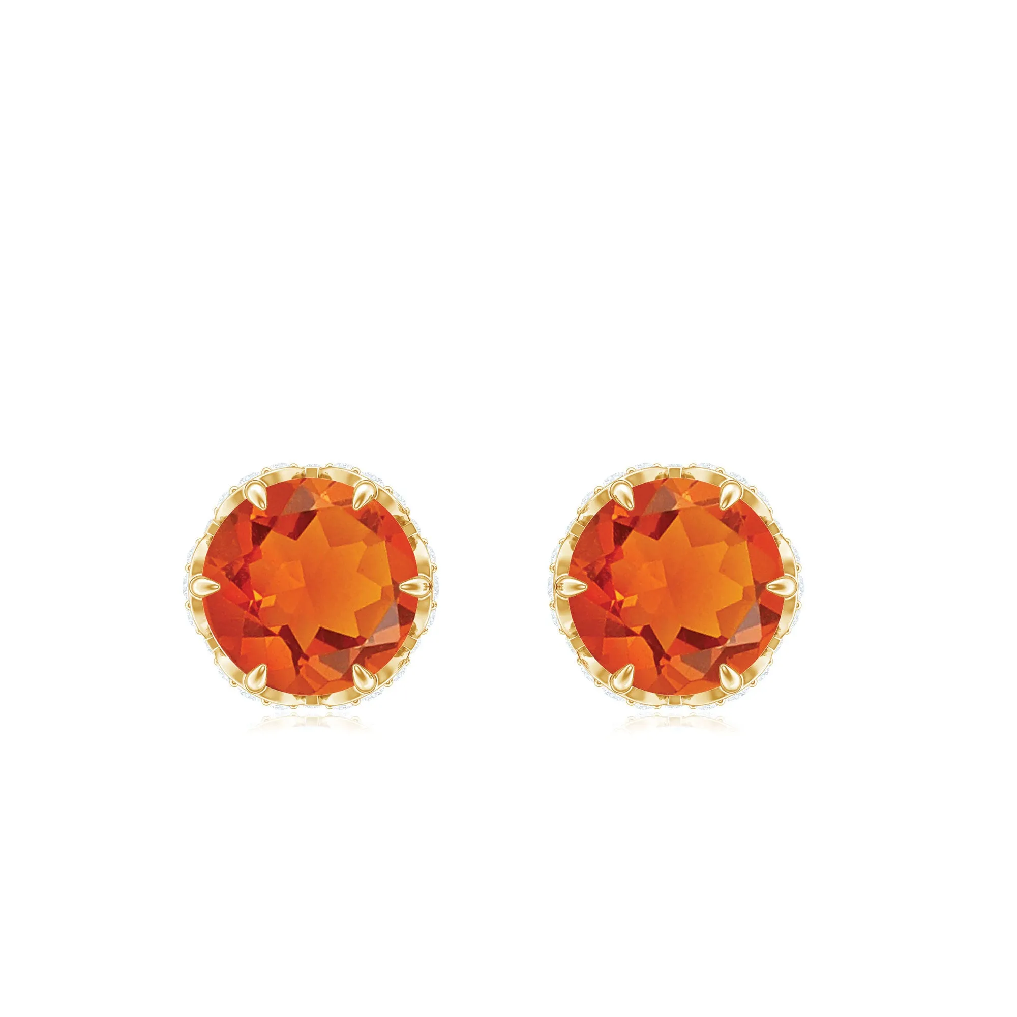 1.25 CT Claw Set Fire Opal Solitaire and Diamond Stud Earrings