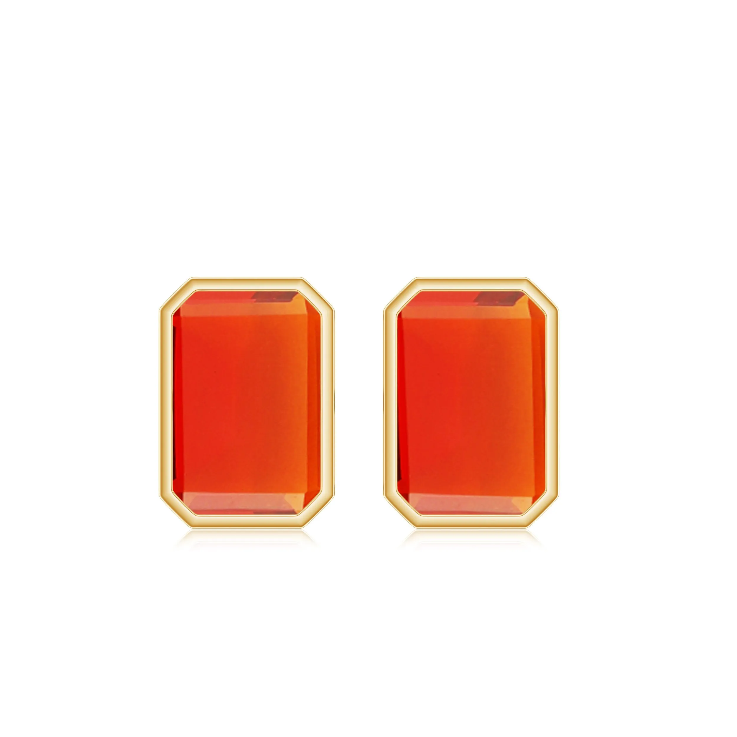 1.25 CT Octagon Cut Fire Opal Solitaire Stud Earrings in Bezel Setting