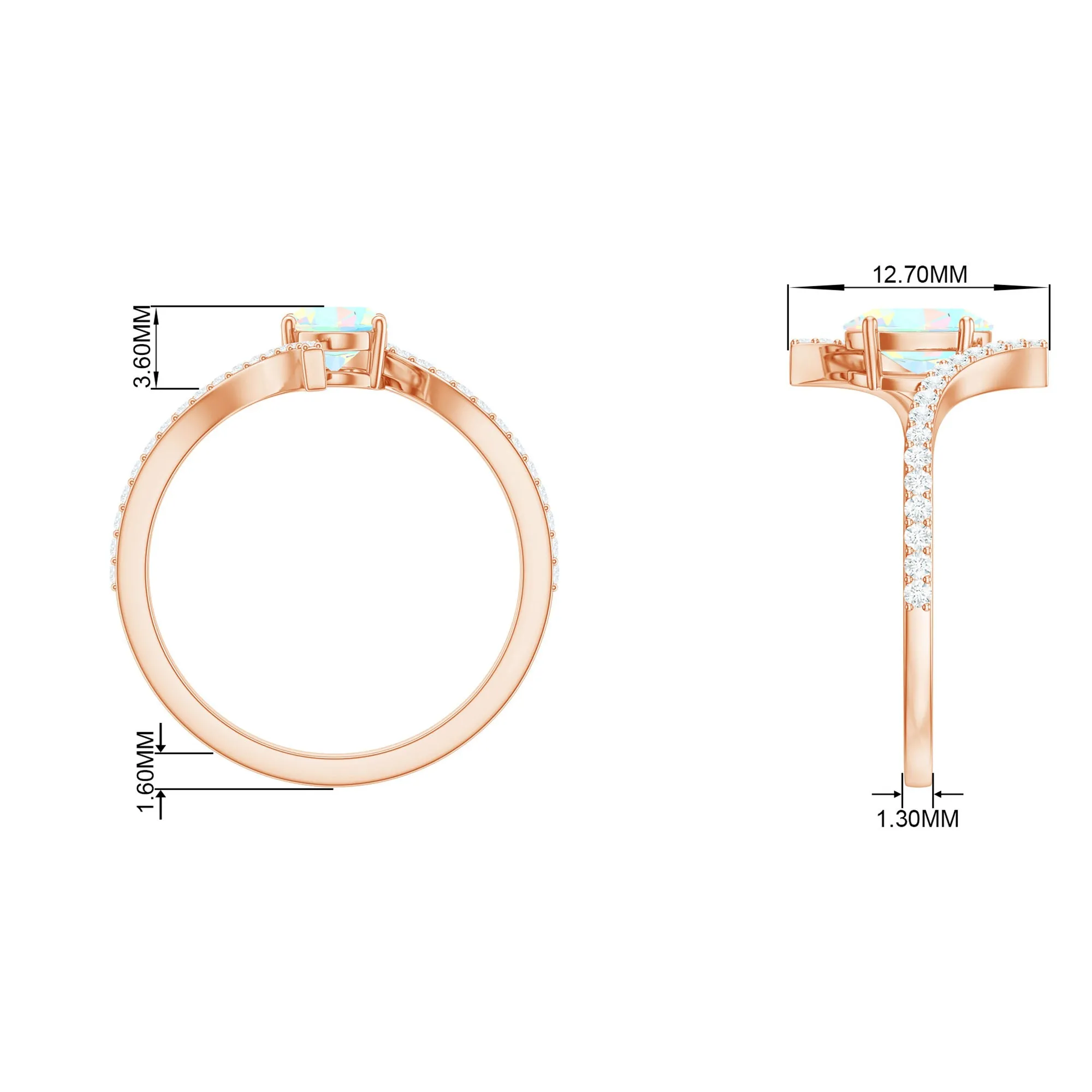 1.25 CT Oval Ethiopian Opal Solitaire Bypass Ring with Diamond