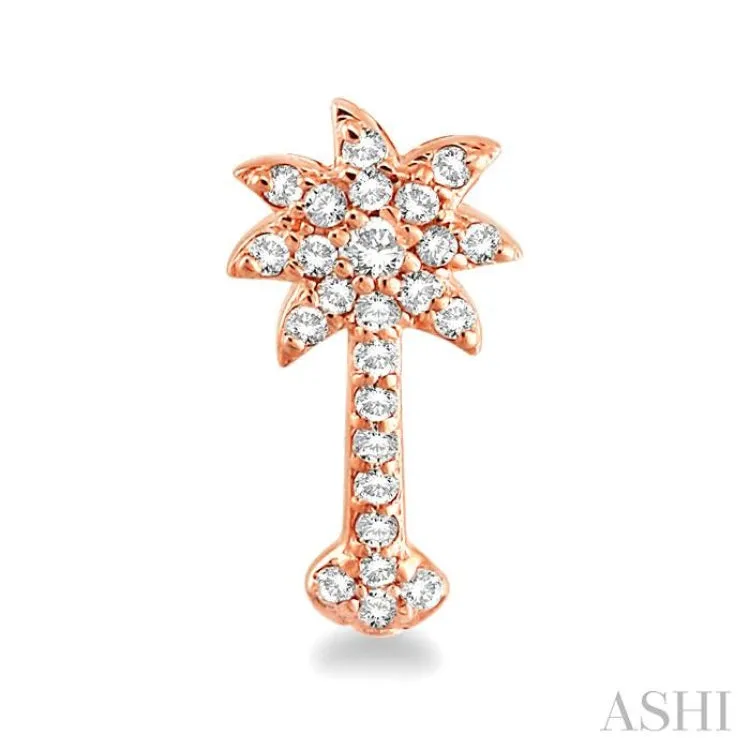 1/4 Ctw Round Cut Diamond Palm Tree Earrings in 14K Rose Gold