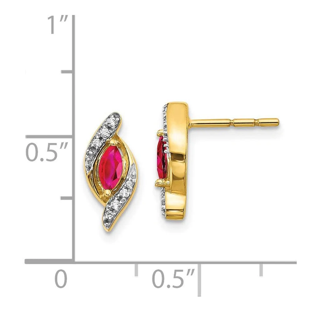 14k Diamond & Ruby Earrings