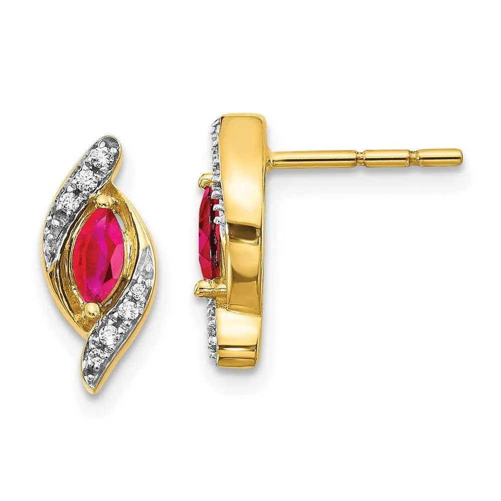 14k Diamond & Ruby Earrings