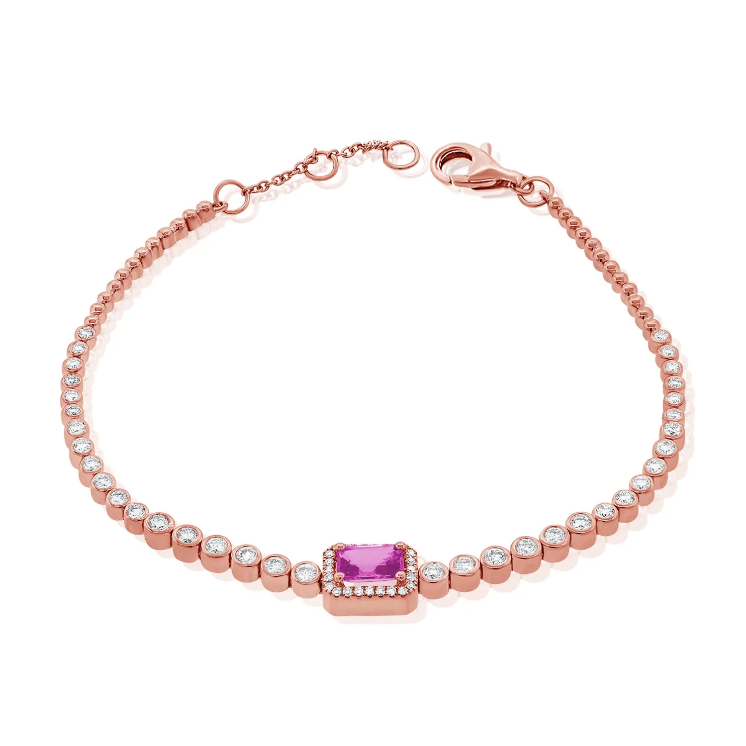 14K Gold Pink Sapphire & Diamond Bracelet