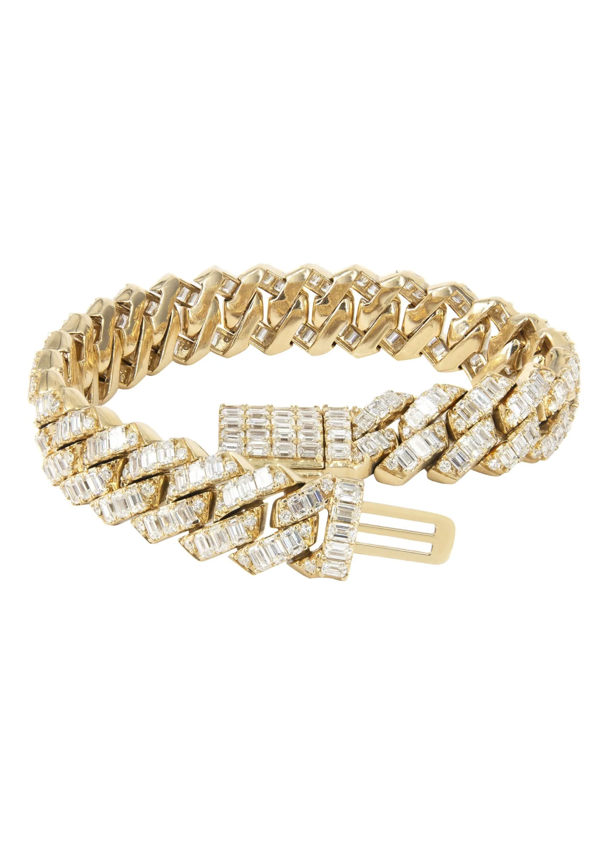 14K Iced Out Baguette Diamond Miami Cuban Link Bracelet | 66.28 Grams | 21.45 Carats