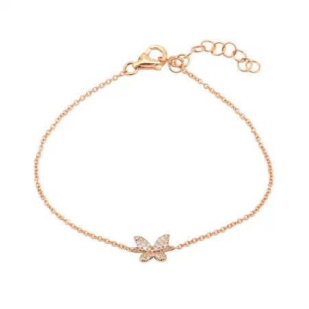 14K Rose Gold Butterfly Diamond Bracelet