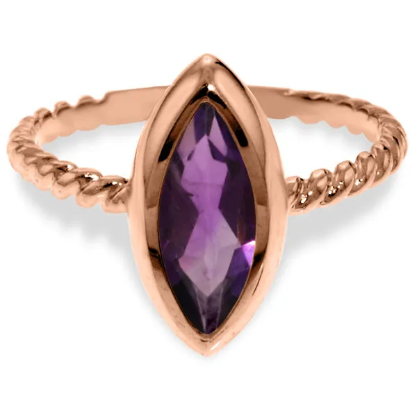 14K Solid Rose Gold Rings w/ Natural Marquis Amethyst