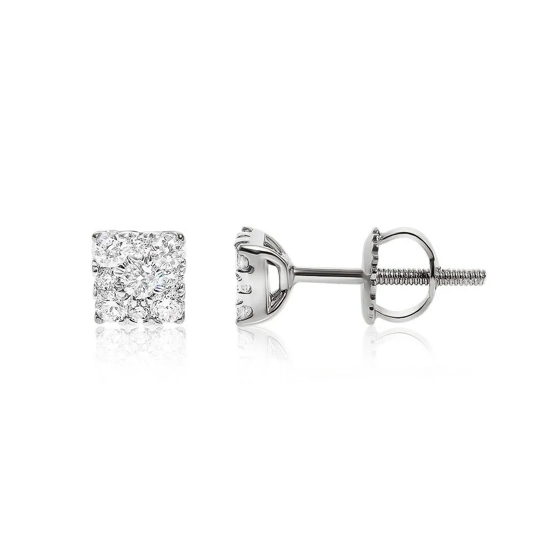 14k Solid White Gold Diamond Studs 0.22 ctw