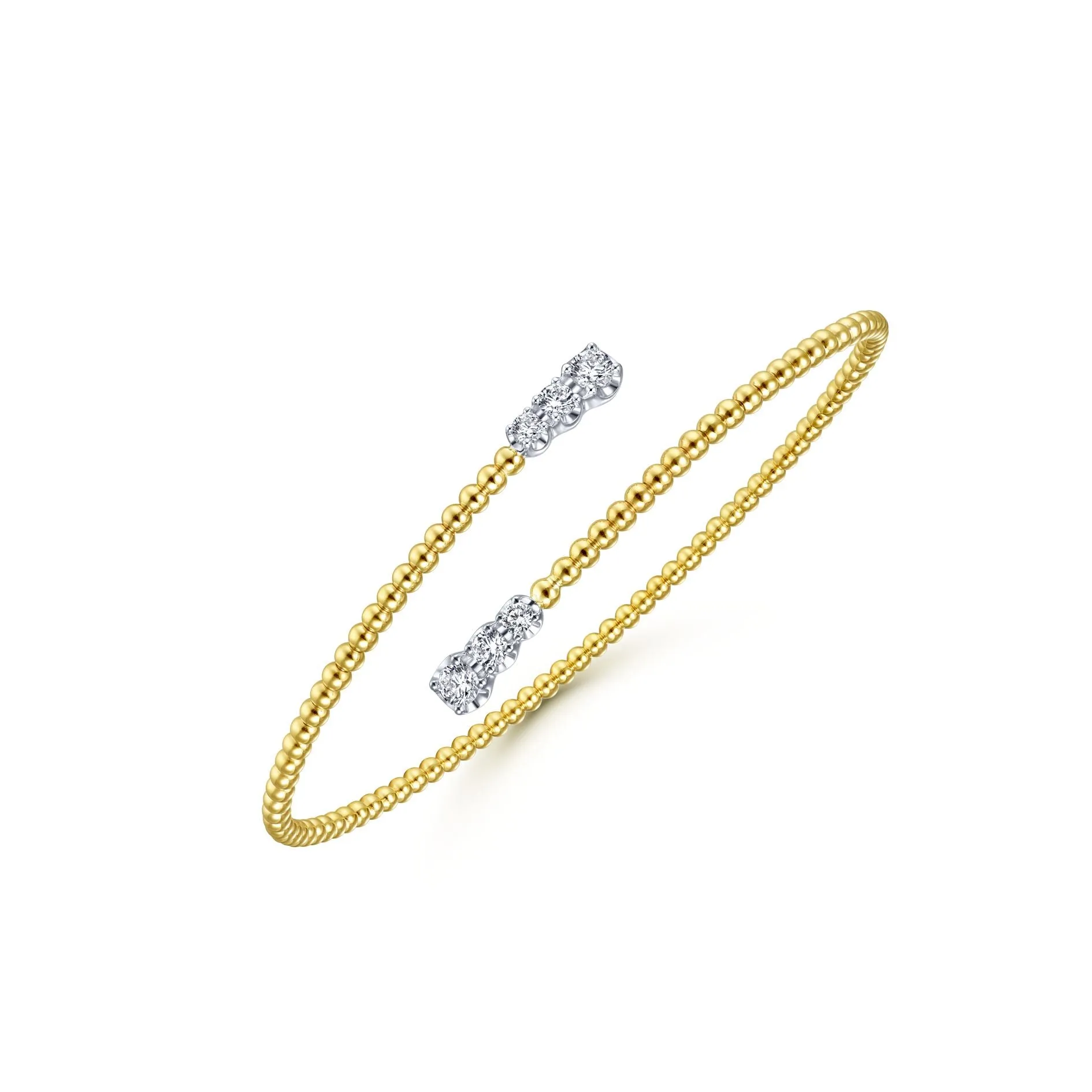 14K White & Yellow Gold Diamond Beaded Wrap Bangle