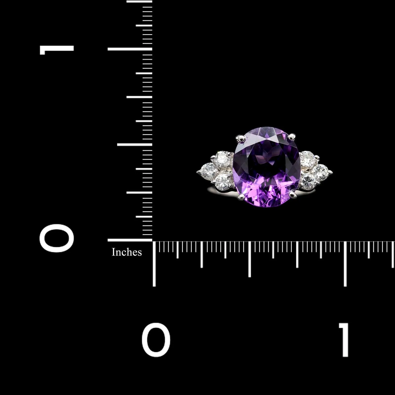 14K White Gold Estate Amethyst and Diamond Ring