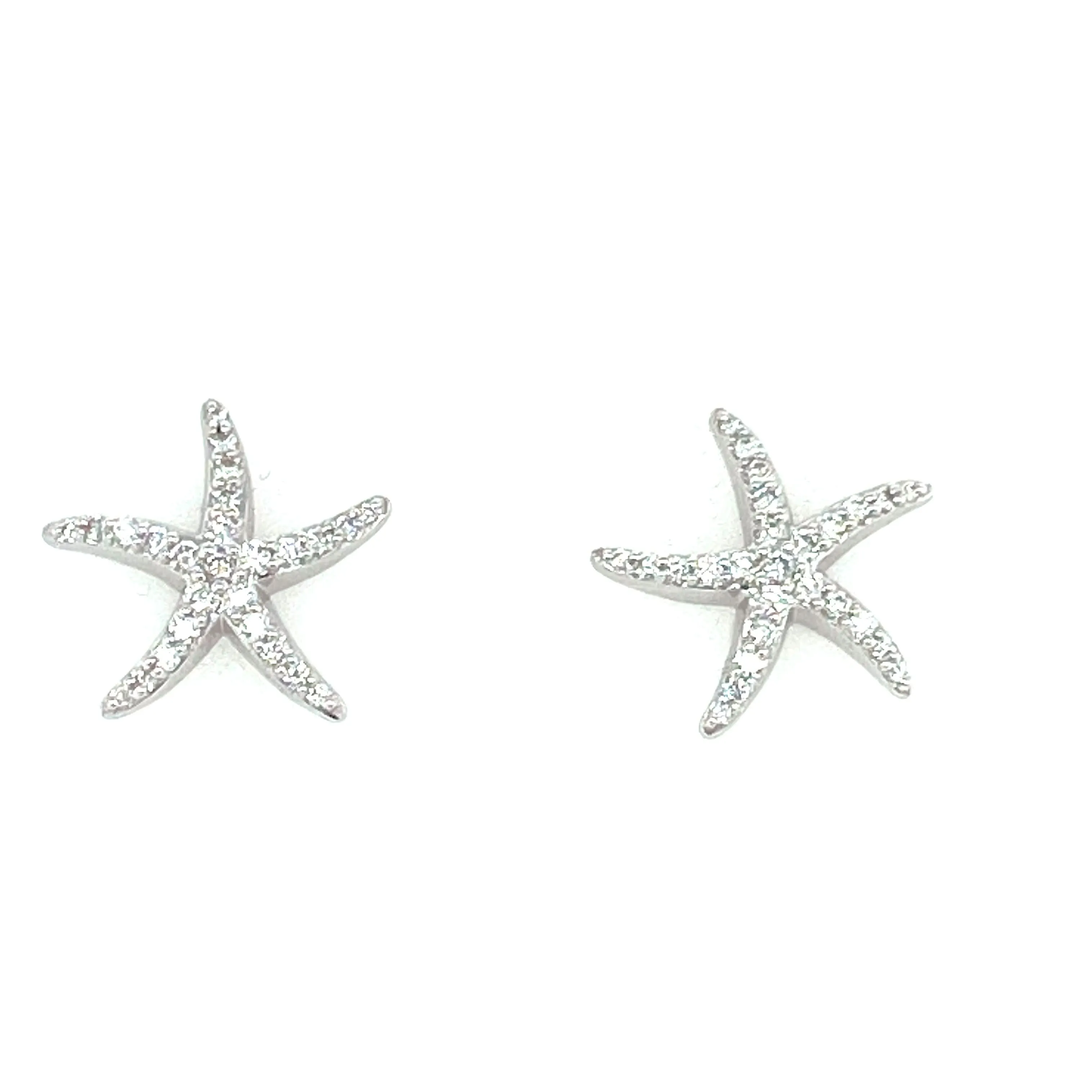 14K White Natural Diamond Stud Earrings