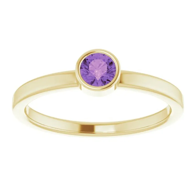 14K Yellow 4 mm Natural Amethyst Ring