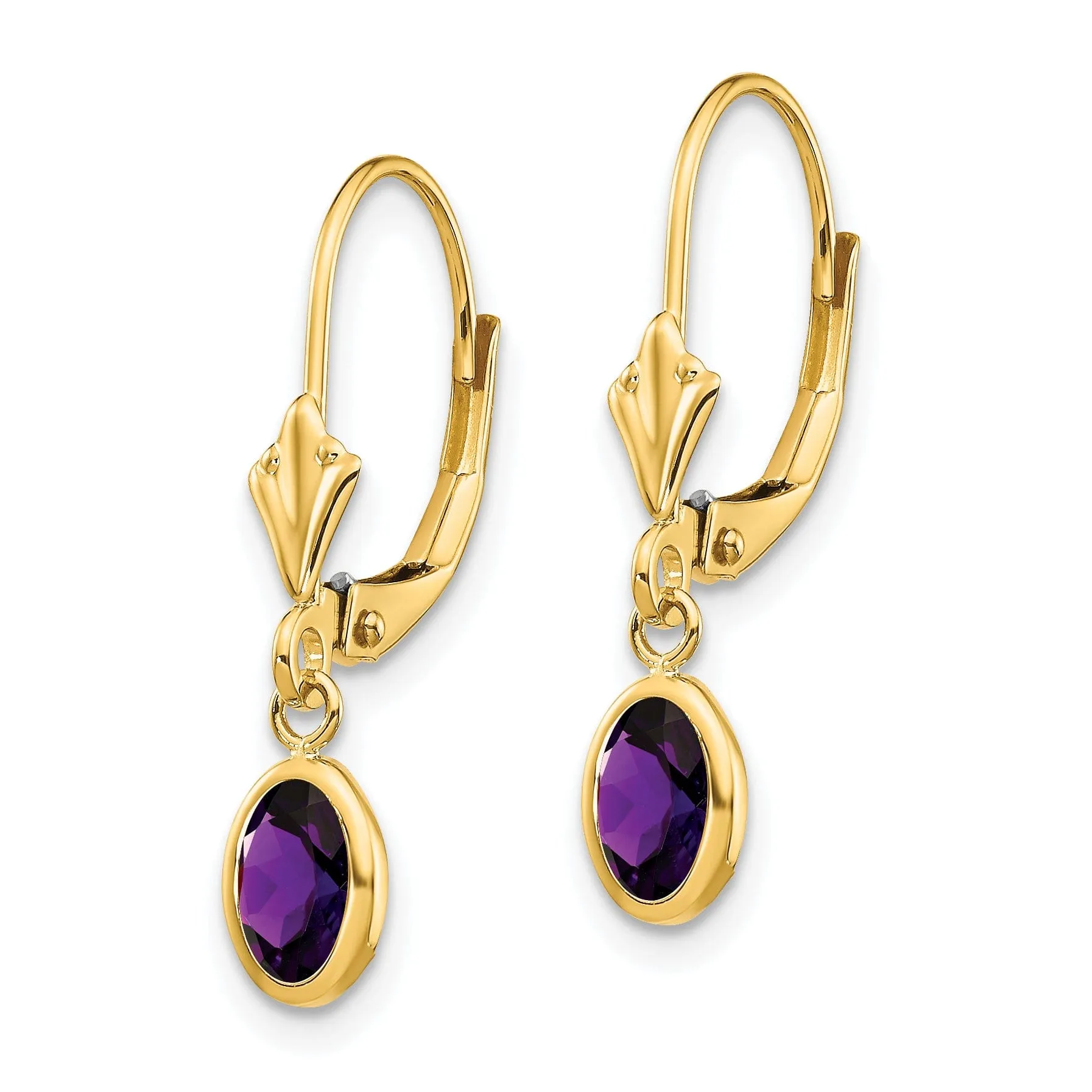 14k Yellow Gold Amethyst Birthstone Earrings