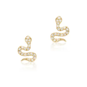 14k Yellow Gold & Diamond Petite Snake Post Earrings