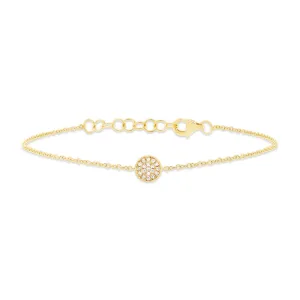 14K Yellow Gold Bracelet w/Pave Diamond Circle