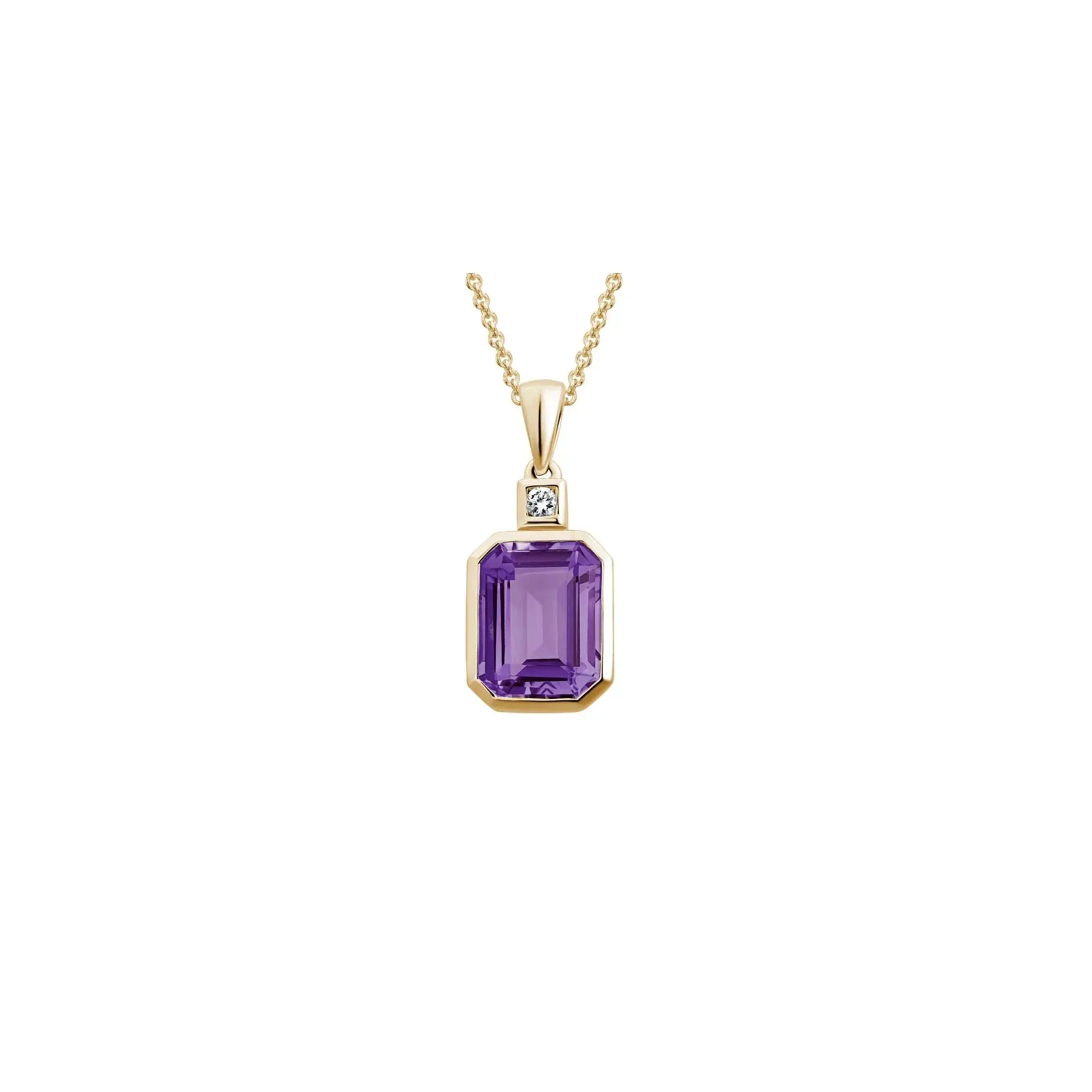 14K Yellow Gold Diamond and Amethyst Pendant