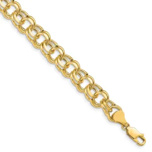 14k Yellow Gold Diamond Cut Finish Charm Bracelet - 7.25-inch, 9.5mm, Lobster Clasp