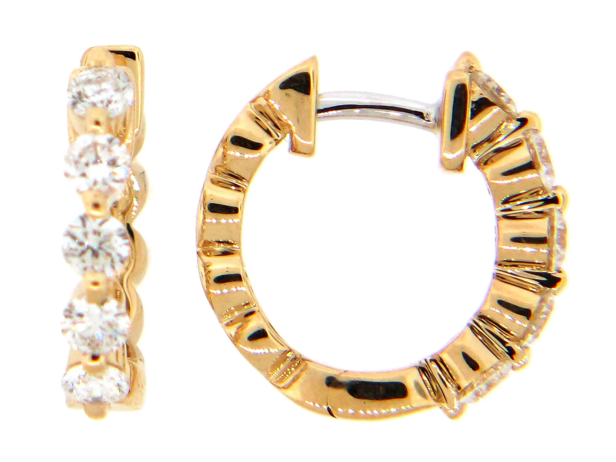 14K Yellow Natural Diamond Huggie Earrings