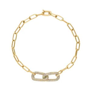 14KT GOLD DOUBLE PAVE DIAMOND LINK BRACELET