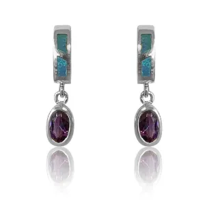 14kt White Gold Opal and Amethyst earrings