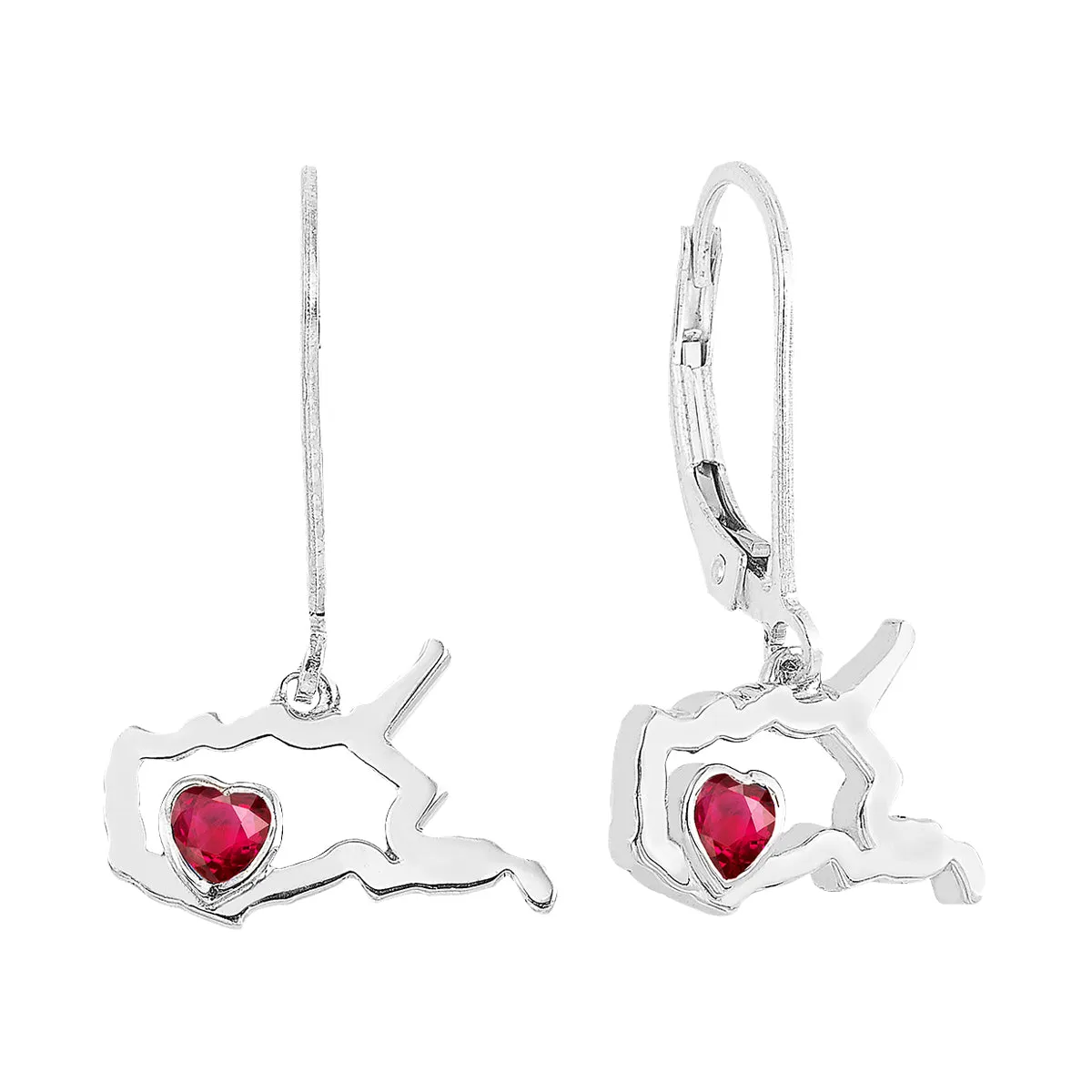 14Kt White Gold Ruby 1/5Ctw Earring