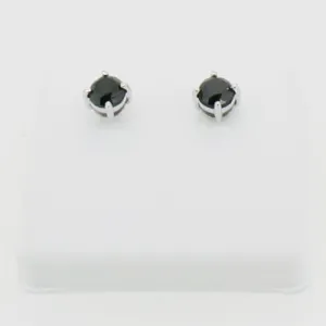 1.50cttw Genuine Black Diamond Stud Earrings 10K White Gold