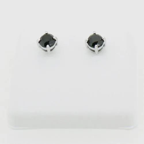 1.50cttw Genuine Black Diamond Stud Earrings 10K White Gold