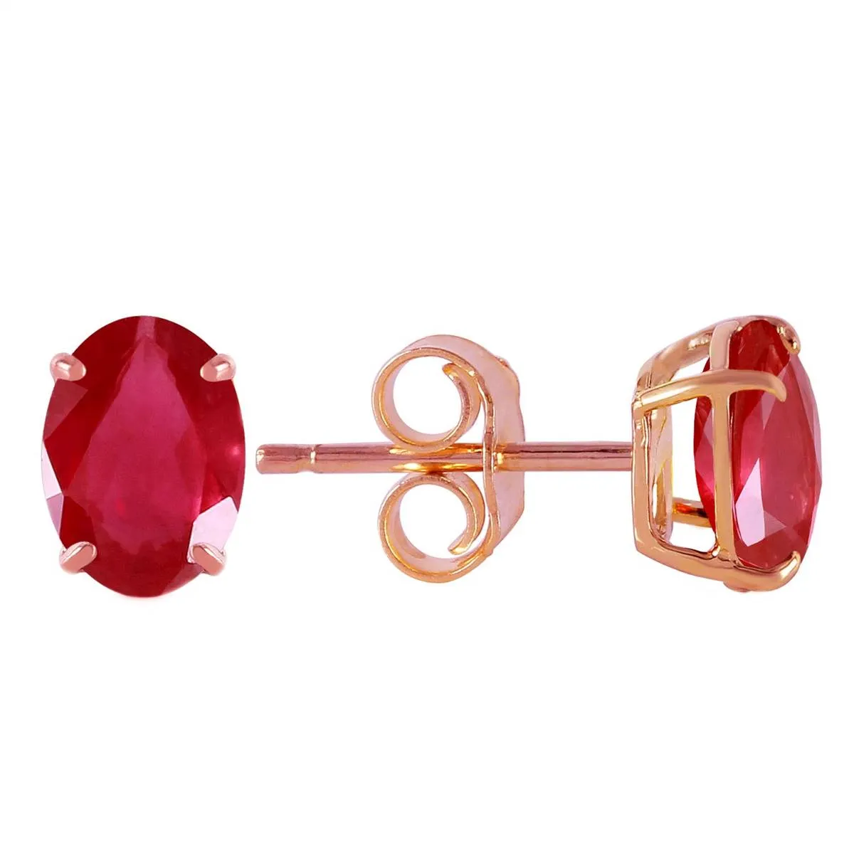 1.8 Carat 14K Solid Rose Gold Stud Earrings Natural Ruby