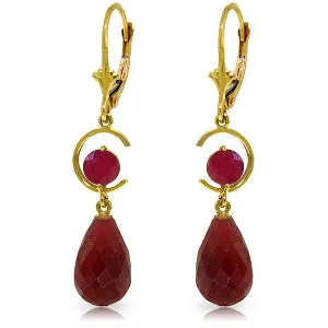 18.6 Carat 14K Solid Yellow Gold Moonlight Ruby Earrings