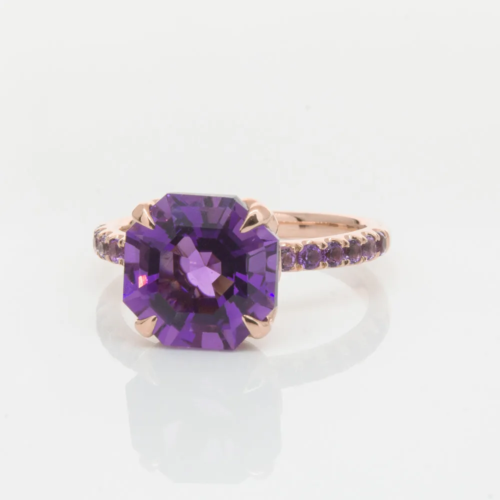 18ct Rose Gold Amethyst Octavus Ring