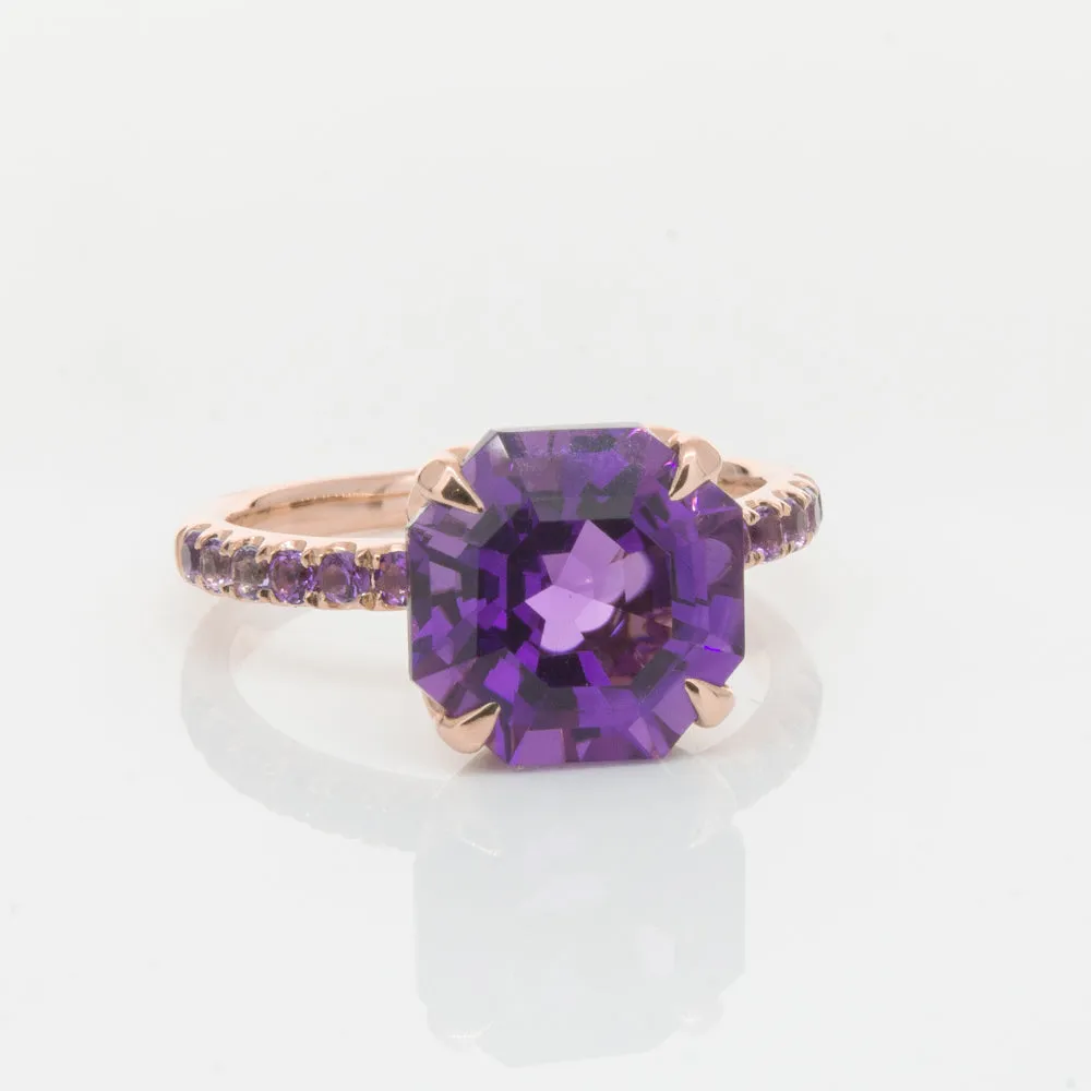 18ct Rose Gold Amethyst Octavus Ring