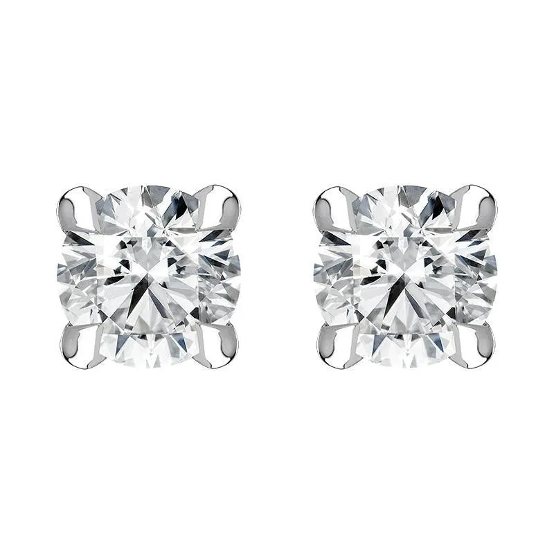 18ct White Gold 0.20ct Diamond Claw Set Solitaire Stud Earrings