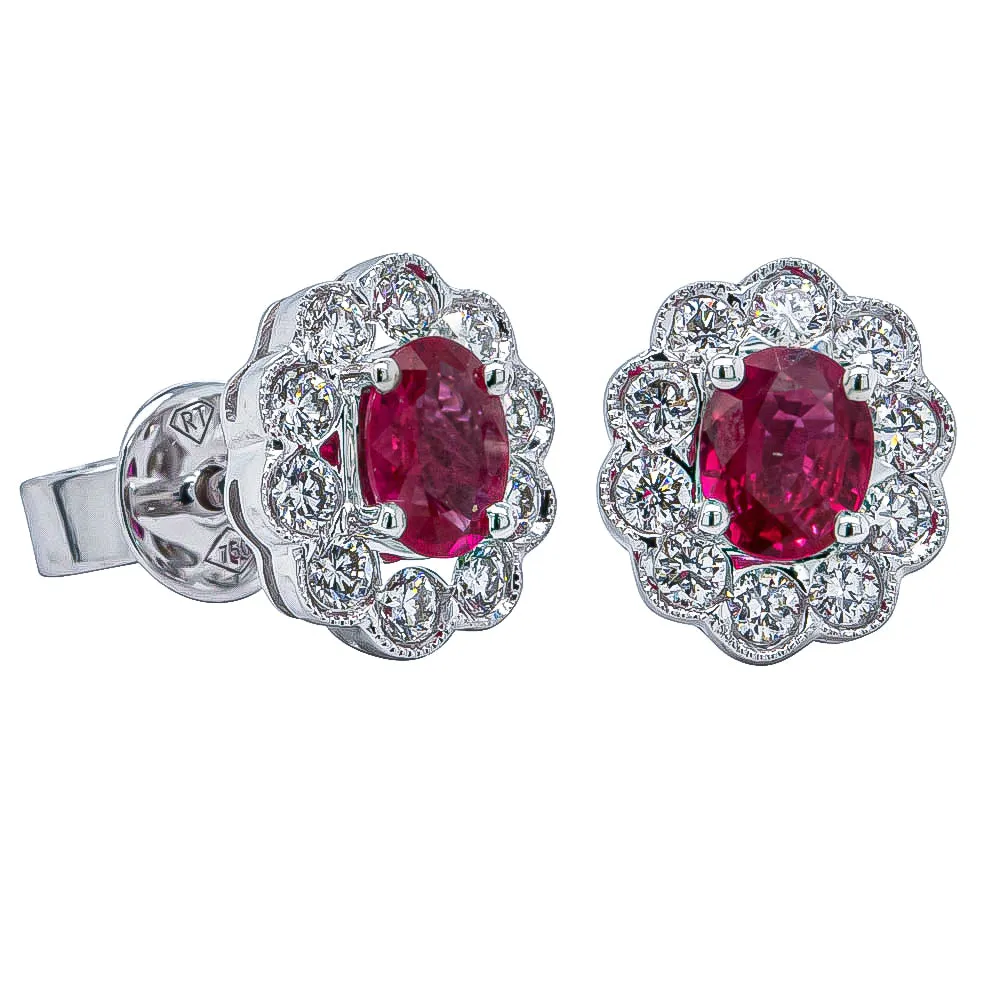 18ct White Gold .66ct Ruby & Diamond Earrings