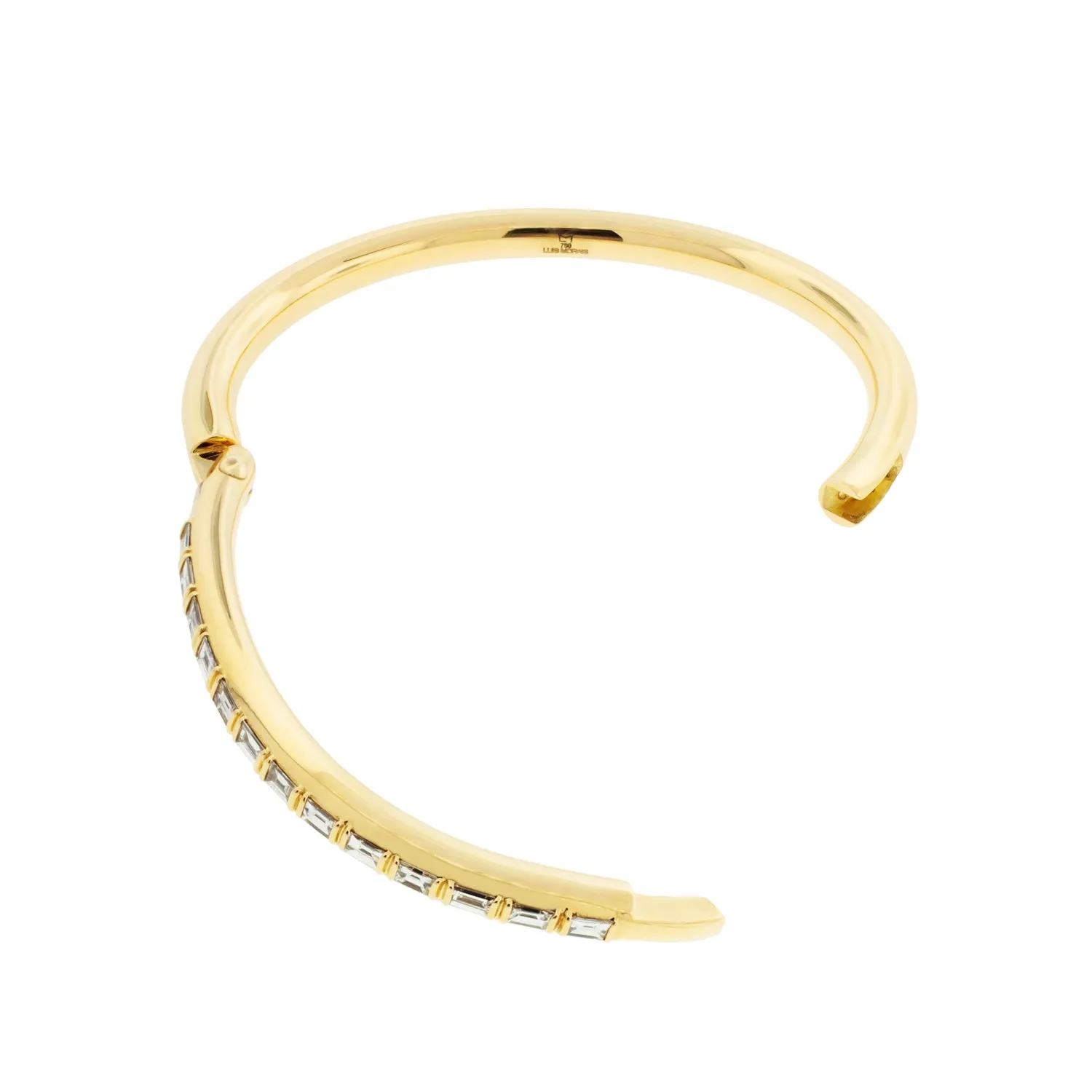 18K Gold Carabiner Bracelet with White Diamonds- 5mm