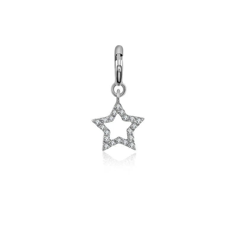 18k Gold Hollow Star Shape Diamond Charms