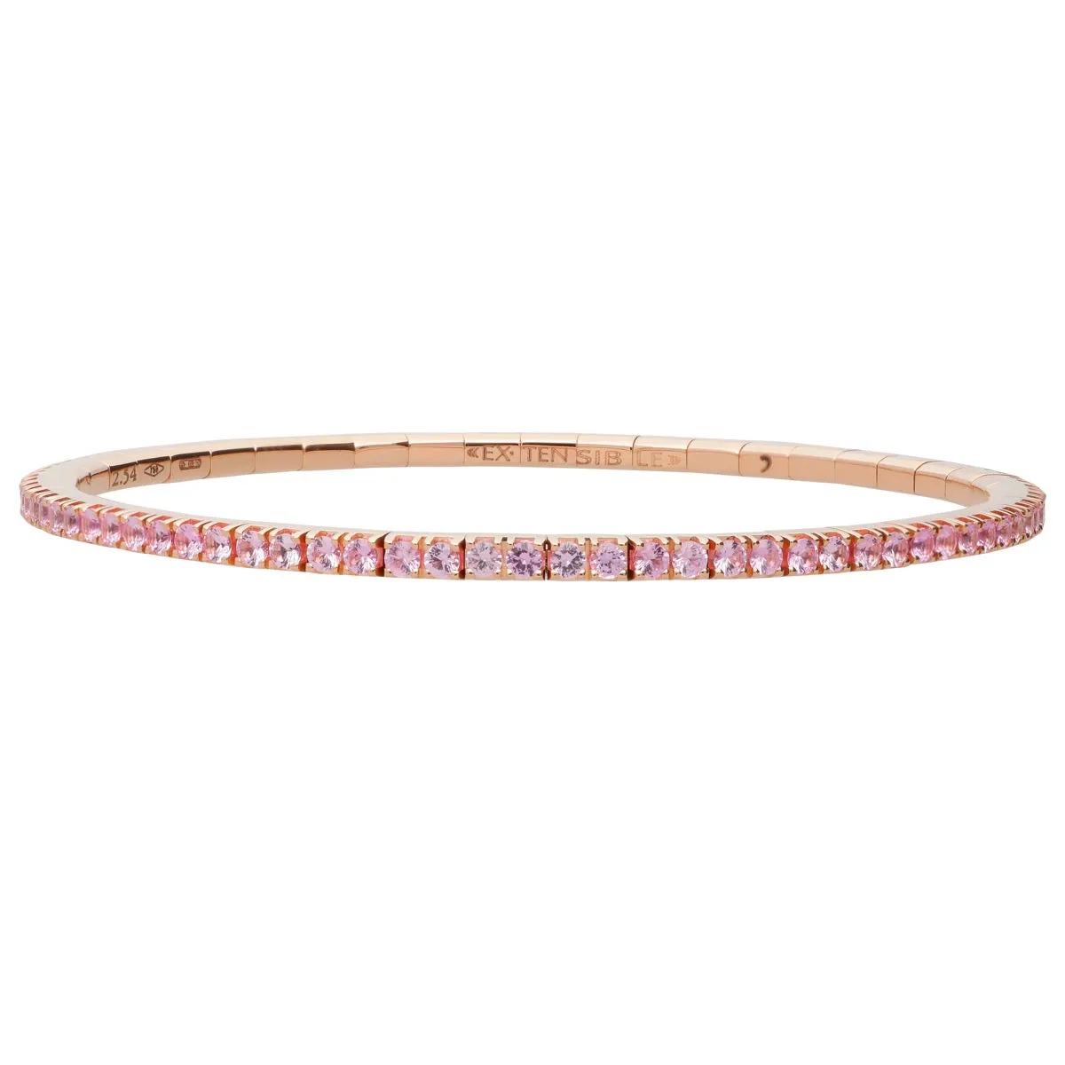 18K Gold "Extensible" Stretch Pink Sapphire Tennis Bracelet