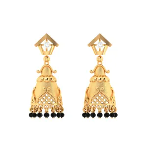 18k Traditional Gold Jhumka Earrings With Diamond From Pc Chandra Diamond Collection