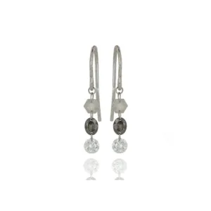 18k White Gold Rough Dancing Diamond Drop Earrings