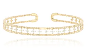 18k Yellow Gold Diamond Accented Bangle Bracelet