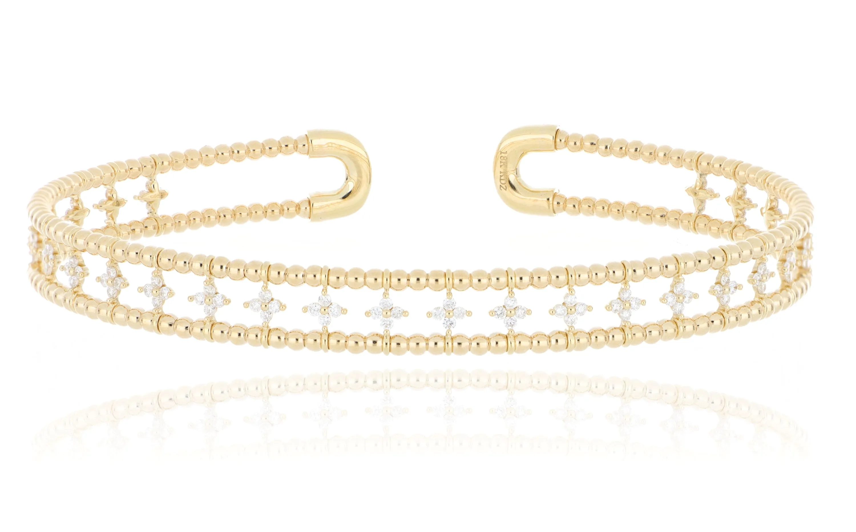 18k Yellow Gold Diamond Accented Bangle Bracelet