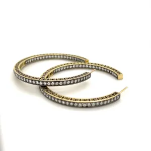 18kt Green Gold Hoops Diamonds