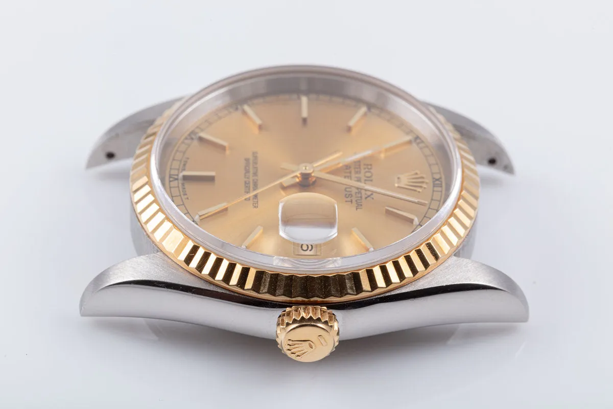 1995 Unpolished Rolex 18K/ST DateJust 16233 Gold Dial